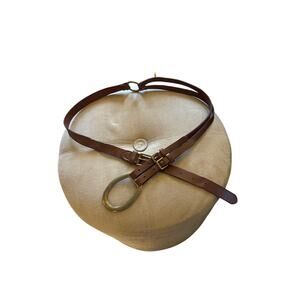 Ralph Lauren Leather Equestrian Belt Tri Strap Brass Buckle XL